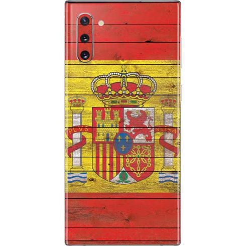 Spain Flag Dark Wood Galaxy Note 10 Skin