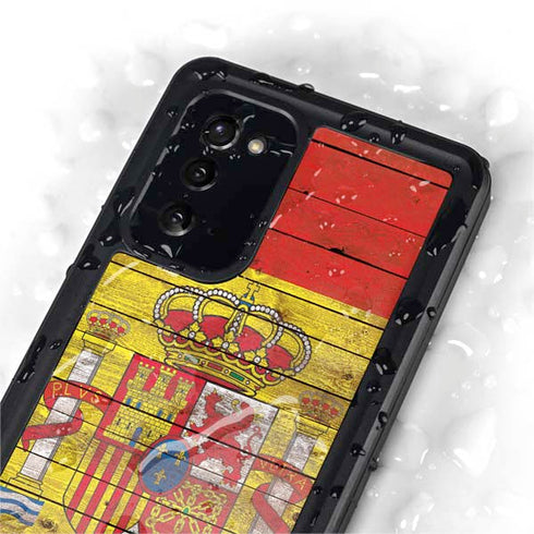 Spain Flag Dark Wood Galaxy Note20 5G Waterproof Case