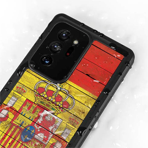 Spain Flag Dark Wood Galaxy Note20 Ultra 5G Waterproof Case