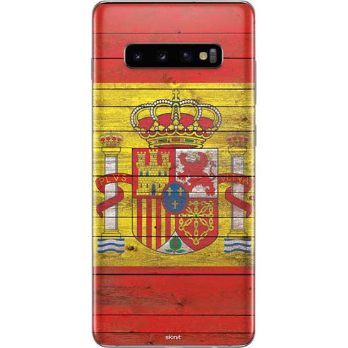 Spain Flag Dark Wood Galaxy S10 Plus Skin