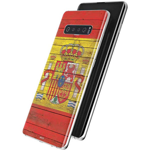 Spain Flag Dark Wood Galaxy S10 Plus Skin