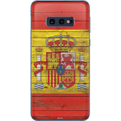 Spain Flag Dark Wood Galaxy S10e Skin
