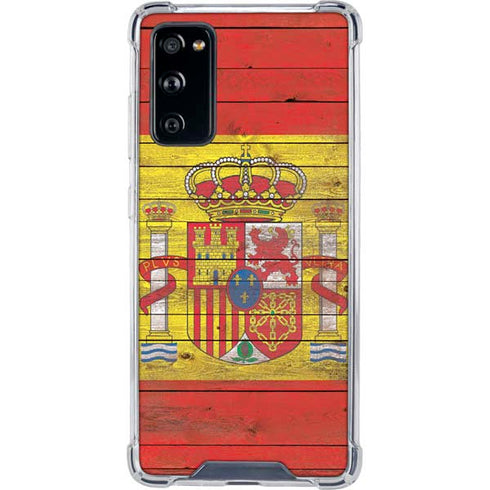 Spain Flag Dark Wood Galaxy S20 FE Clear Case