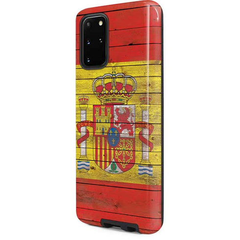 Spain Flag Dark Wood Galaxy S20 Plus Pro Case