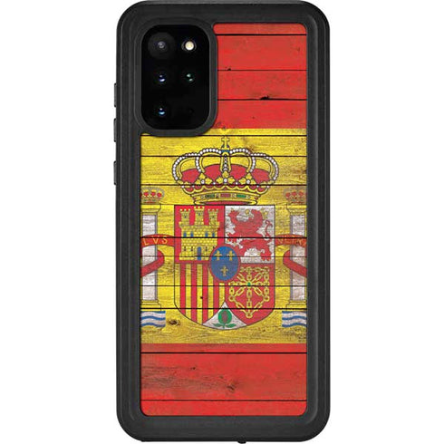 Spain Flag Dark Wood Galaxy S20 Plus Waterproof Case