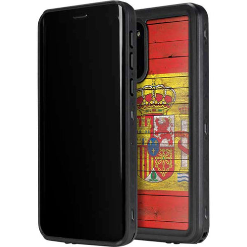 Spain Flag Dark Wood Galaxy S20 Plus Waterproof Case