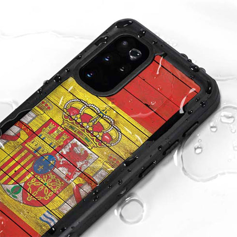 Spain Flag Dark Wood Galaxy S20 Plus Waterproof Case