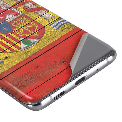 Spain Flag Dark Wood Galaxy S20 Skin