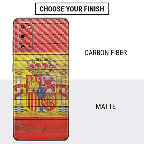 Spain Flag Dark Wood Galaxy S20 Skin