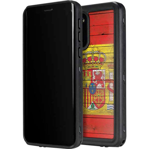 Spain Flag Dark Wood Galaxy S20 Waterproof Case