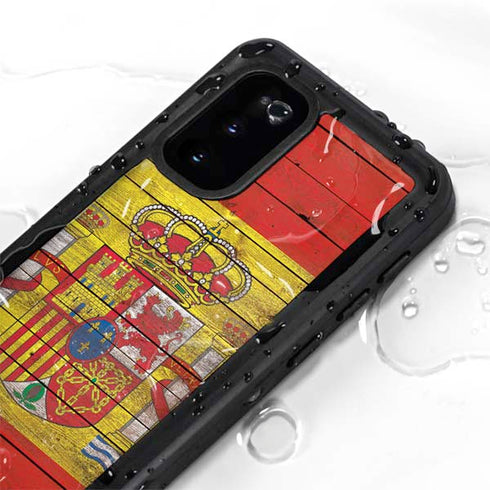 Spain Flag Dark Wood Galaxy S20 Waterproof Case