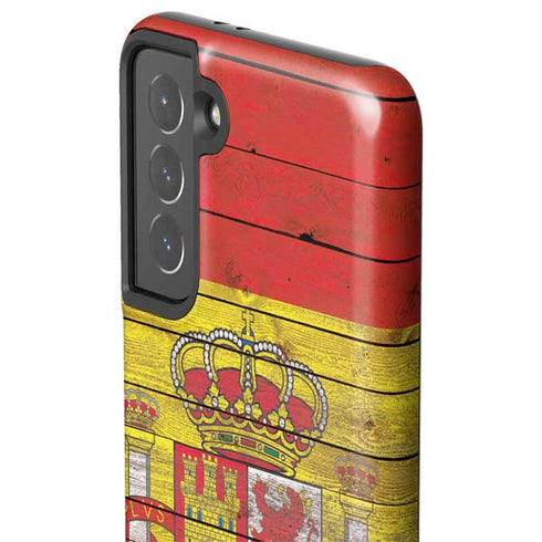 Spain Flag Dark Wood Galaxy S21 5G Pro Case
