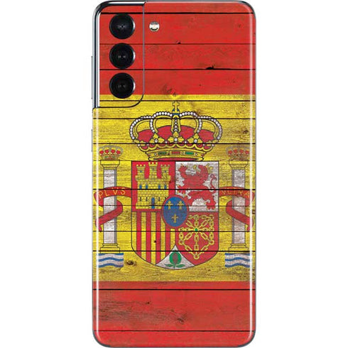 Spain Flag Dark Wood Galaxy S21 5G Skin