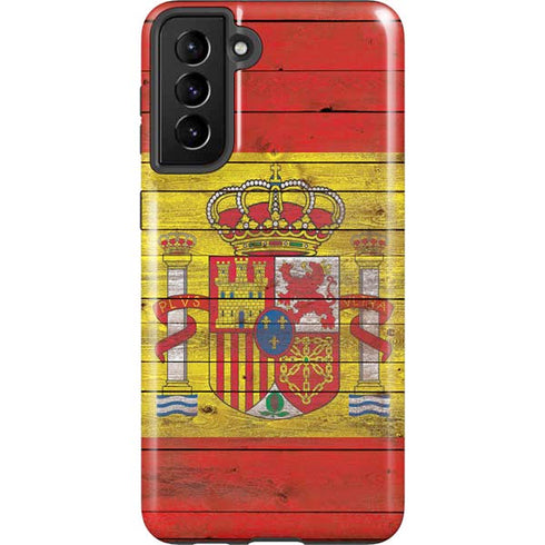 Spain Flag Dark Wood Galaxy S21 FE Pro Case
