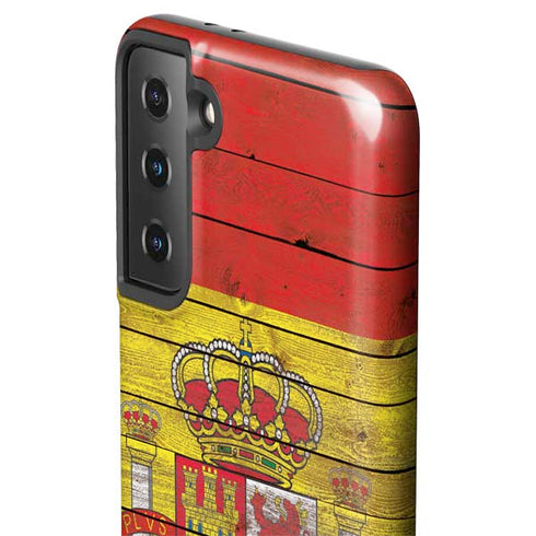 Spain Flag Dark Wood Galaxy S21 FE Pro Case