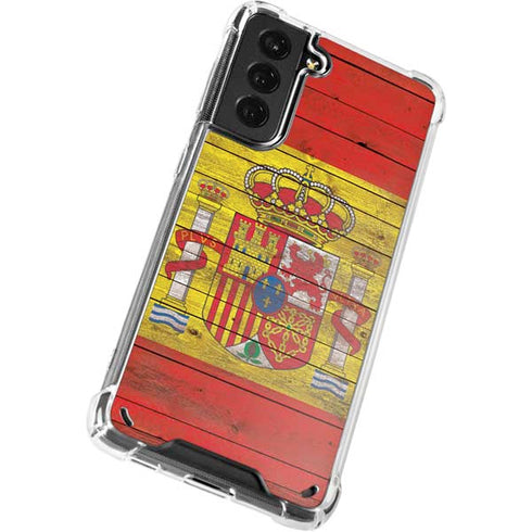Spain Flag Dark Wood Galaxy S21 Plus 5G Clear Case