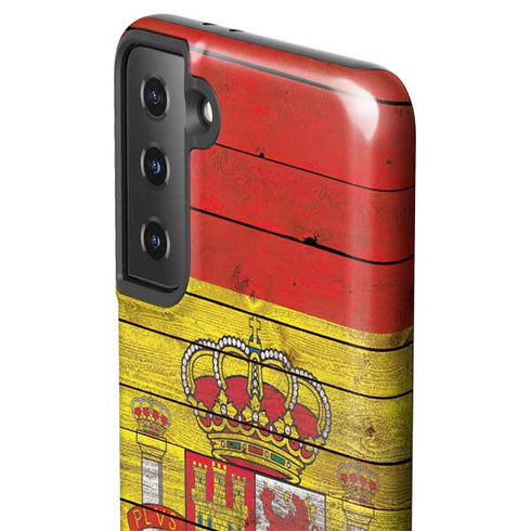 Spain Flag Dark Wood Galaxy S21 Plus 5G Pro Case