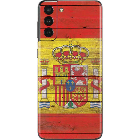 Spain Flag Dark Wood Galaxy S21 Plus 5G Skin