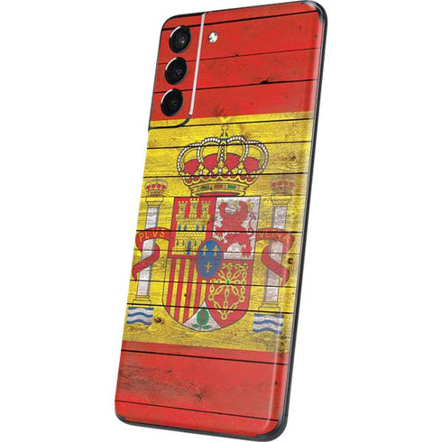 Spain Flag Dark Wood Galaxy S21 Plus 5G Skin