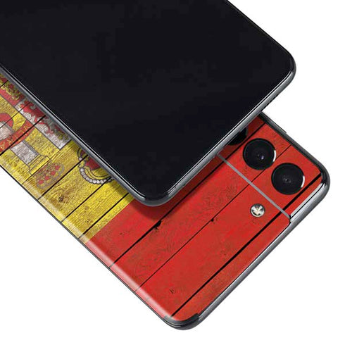 Spain Flag Dark Wood Galaxy S21 Plus 5G Skin