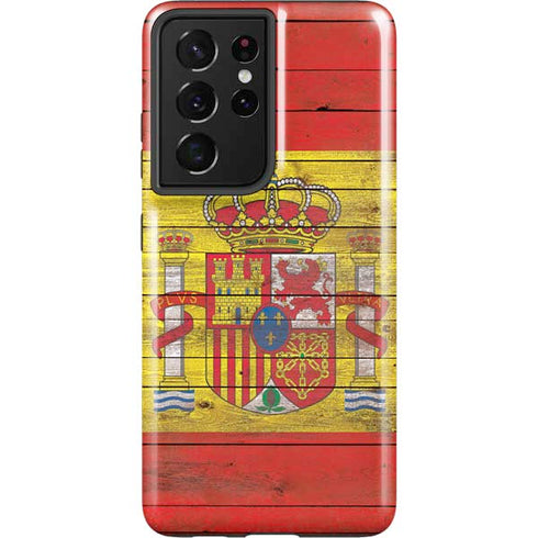 Spain Flag Dark Wood Galaxy S21 Ultra 5G Pro Case