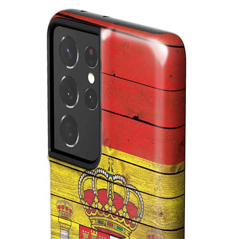 Spain Flag Dark Wood Galaxy S21 Ultra 5G Pro Case