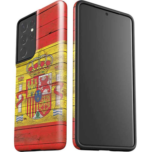 Spain Flag Dark Wood Galaxy S21 Ultra 5G Pro Case
