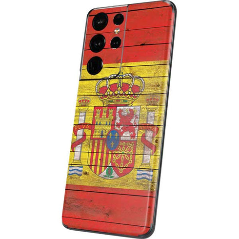 Spain Flag Dark Wood Galaxy S21 Ultra 5G Skin