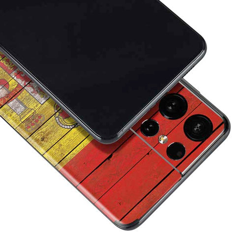Spain Flag Dark Wood Galaxy S21 Ultra 5G Skin