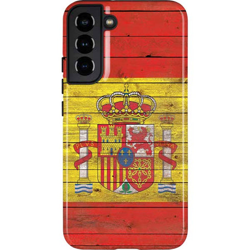 Spain Flag Dark Wood Galaxy S22 Plus Pro Case