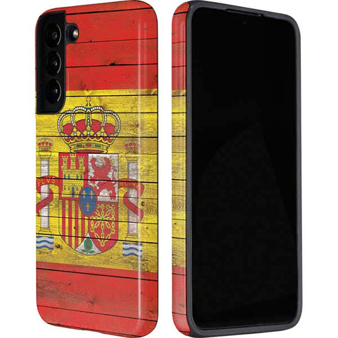 Spain Flag Dark Wood Galaxy S22 Plus Pro Case