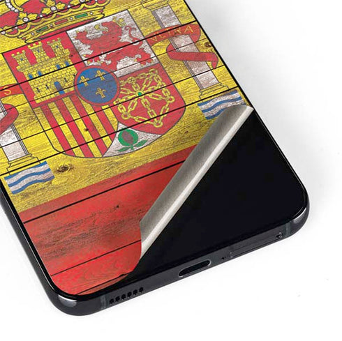 Spain Flag Dark Wood Galaxy S22 Plus Skin