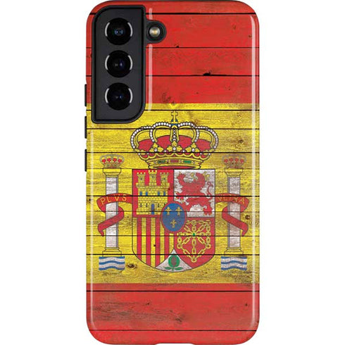 Spain Flag Dark Wood Galaxy S22 Pro Case