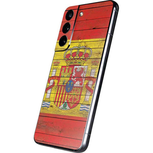 Spain Flag Dark Wood Galaxy S22 Skin