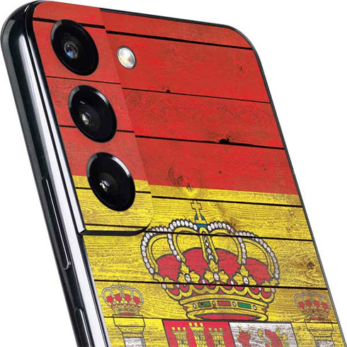 Spain Flag Dark Wood Galaxy S22 Skin
