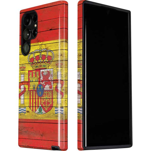 Spain Flag Dark Wood Galaxy S22 Ultra Pro Case
