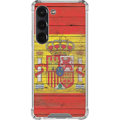 Spain Flag Dark Wood Galaxy S23 Clear Case