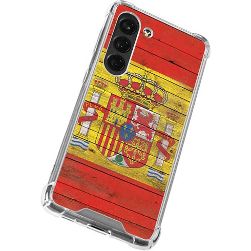 Spain Flag Dark Wood Galaxy S23 Clear Case