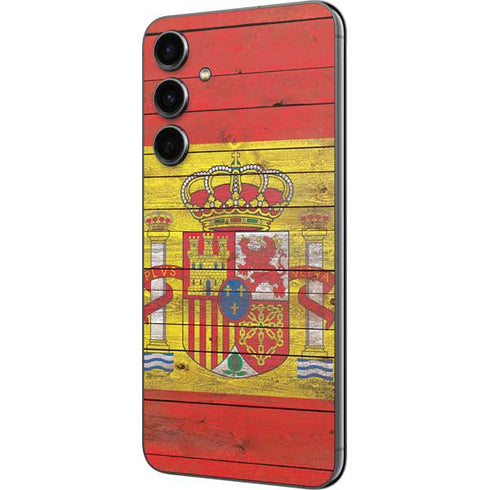 Spain Flag Dark Wood Galaxy S23 FE Skin