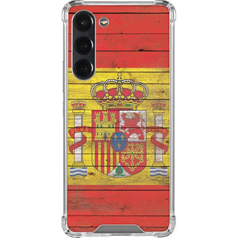 Spain Flag Dark Wood Galaxy S23 Plus Clear Case