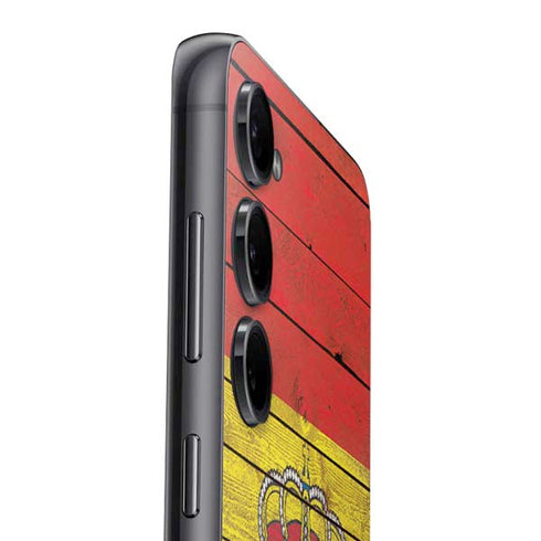 Spain Flag Dark Wood Galaxy S23 Plus Skin