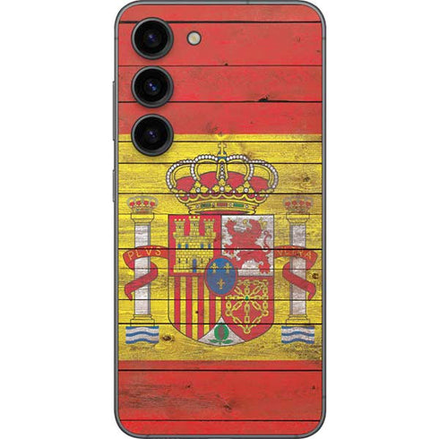 Spain Flag Dark Wood Galaxy S23 Skin