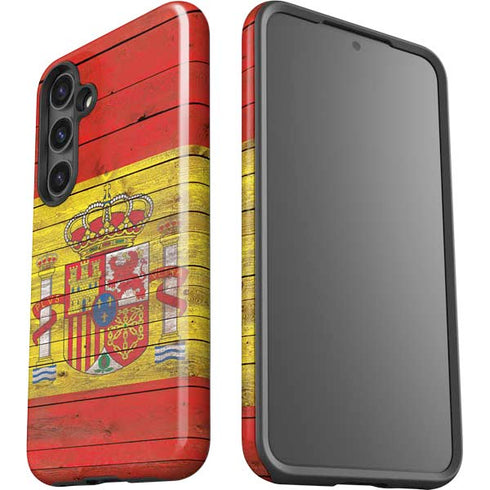 Spain Flag Dark Wood Galaxy S24 Plus Impact Case