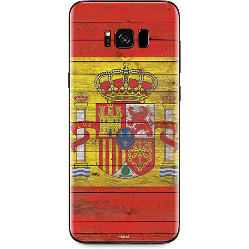 Spain Flag Dark Wood Galaxy S8 Plus Skin