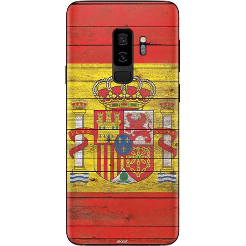 Spain Flag Dark Wood Galaxy S9 Plus Skin