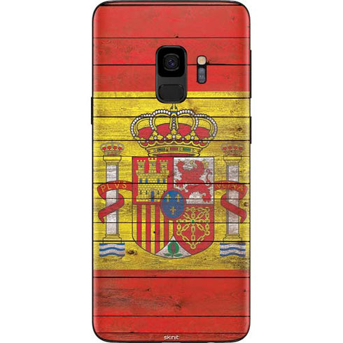Spain Flag Dark Wood Galaxy S9 Skin