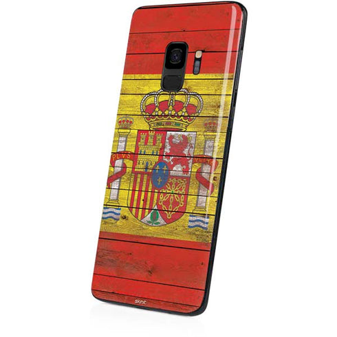 Spain Flag Dark Wood Galaxy S9 Skin