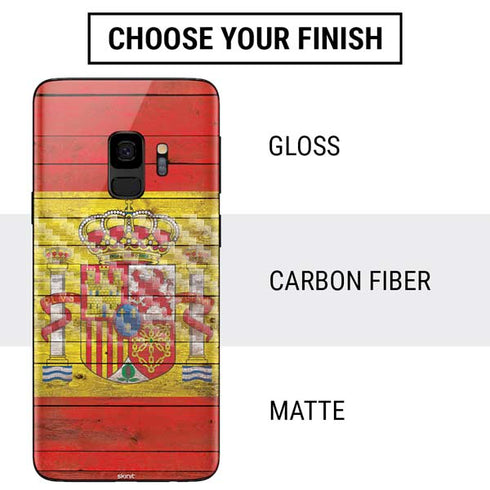 Spain Flag Dark Wood Galaxy S9 Skin