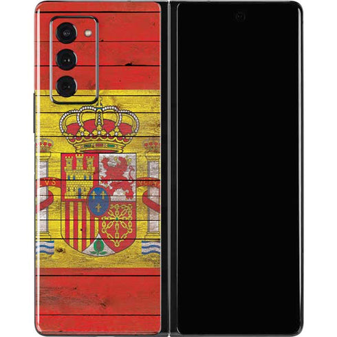 Spain Flag Dark Wood Galaxy Z Fold2 5G Skin