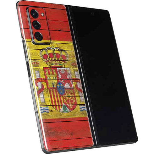 Spain Flag Dark Wood Galaxy Z Fold2 5G Skin